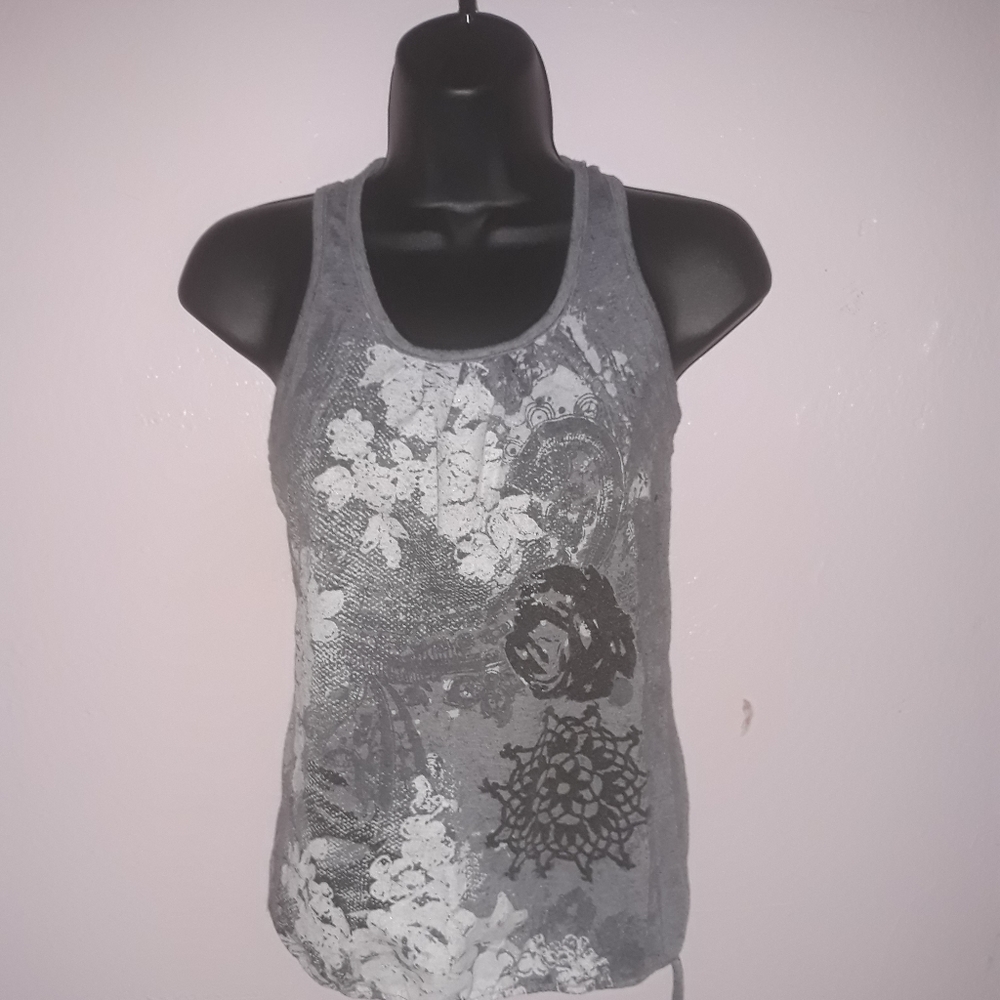 Gray patterned tank top